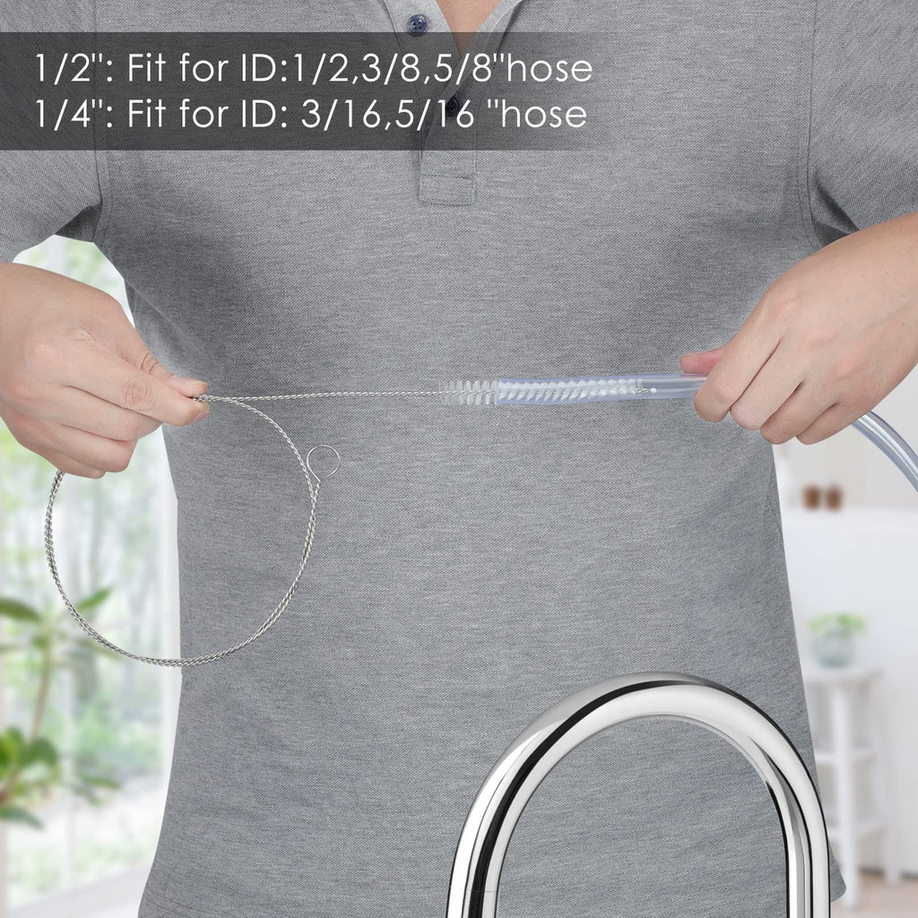 40 Inches Brush Cleaner for Cleaning Straw, Kegerator, Feeding Tube, Siphon Hose, Sunroof Drain, Refrigerator Drain, 4PCS (White)