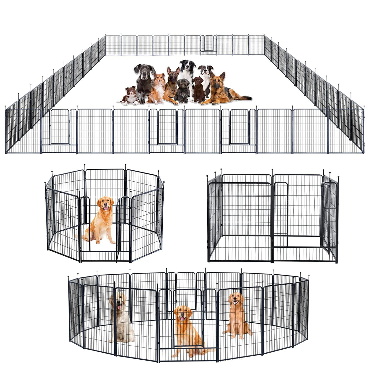 Dog Playpen,Portable Outdoor Dog Fence, Dog Playpen for Large/Medium/Small Dogs, Dog Fences for The Yard,with Doors Foldable Metal (32 inch, 40 Panels)