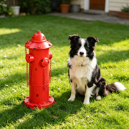 16.3" H Fire Hydrant for Dogs to Pee on, Metal Puppy Pee Post for Dogs