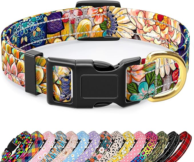 TMOODEL Reflective Dog Collar for Extra Small Dogs, Cute Boho Adjustable Heavy-Duty Nylon Puppy Collar for Boy and Girl Female, Soft Pet Accessories with Quick Release Buckle, Colorful Mandala