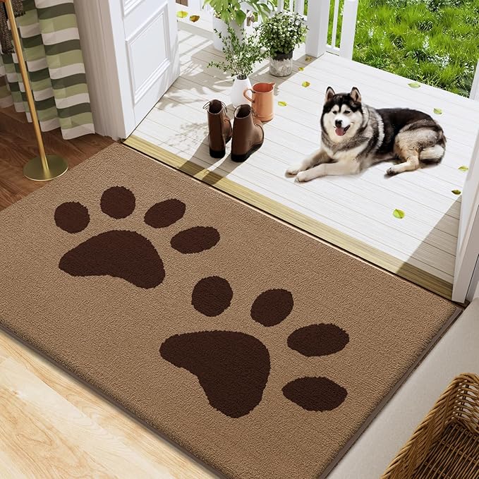 Buganda Dog Door Mat for Muddy Paws 47x24, Absorbent Doormat for Inside — 48.0"l X 30.0"w X 0.6"th