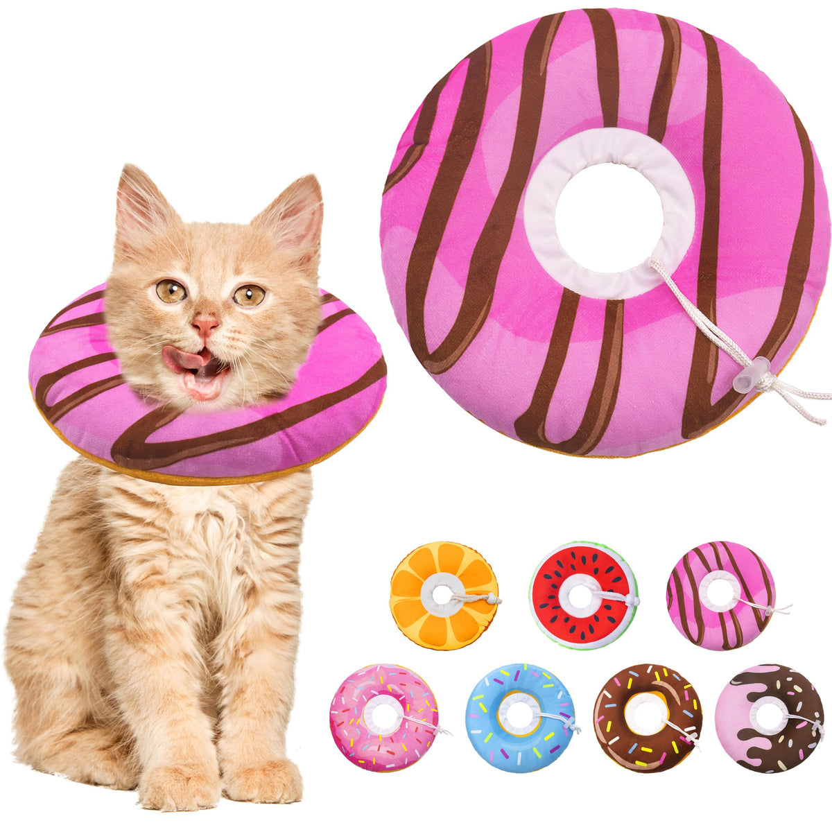 Seyezo Cat Cone Collar Soft, Adjustable Cat Recovery Cone, Orange, Small
