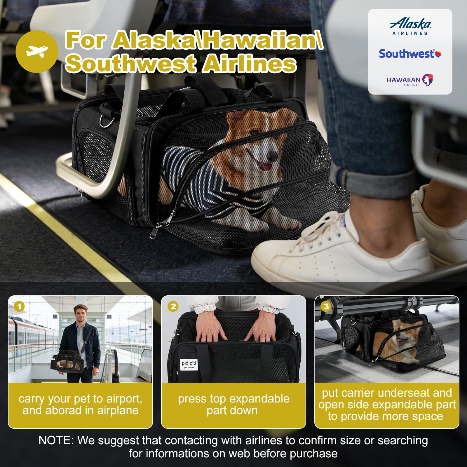 pidipiti 17x11x9.5 Soft-Sided pet Carrier,for Extra-Small Dog or Medium cat