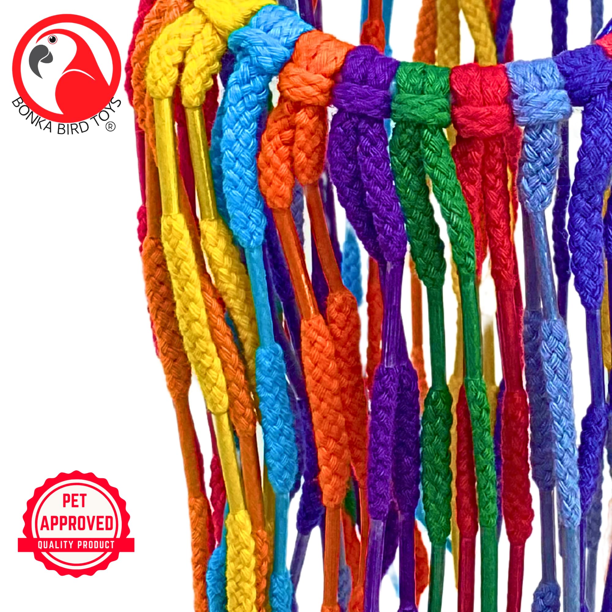 Bonka Bird Toys 51213 Large Aglet Heaven 9" Hanging Cotton Shoelace Ring Toy for Medium to Large Birds Like Eclectus Amazons African Greys