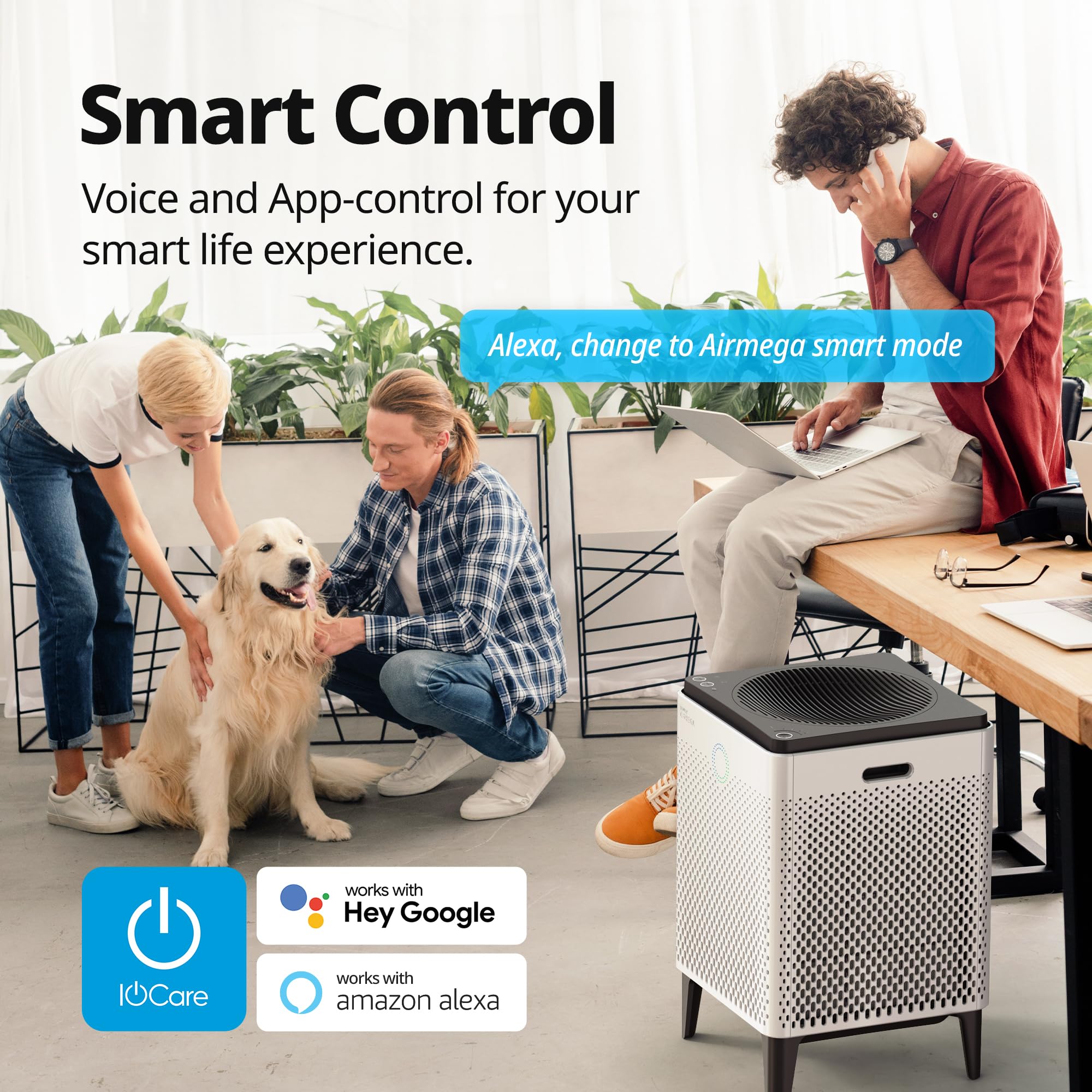 COWAY Air Purifier for Large Room Whole Home Up to 2,512ft², HEPA Filter for Smoke, Allergies, Pet Dander, Odor, App-Enabled, AQI, Smart Mode, Timer, 5yr Warranty, Airmega 300S, AP-1515G