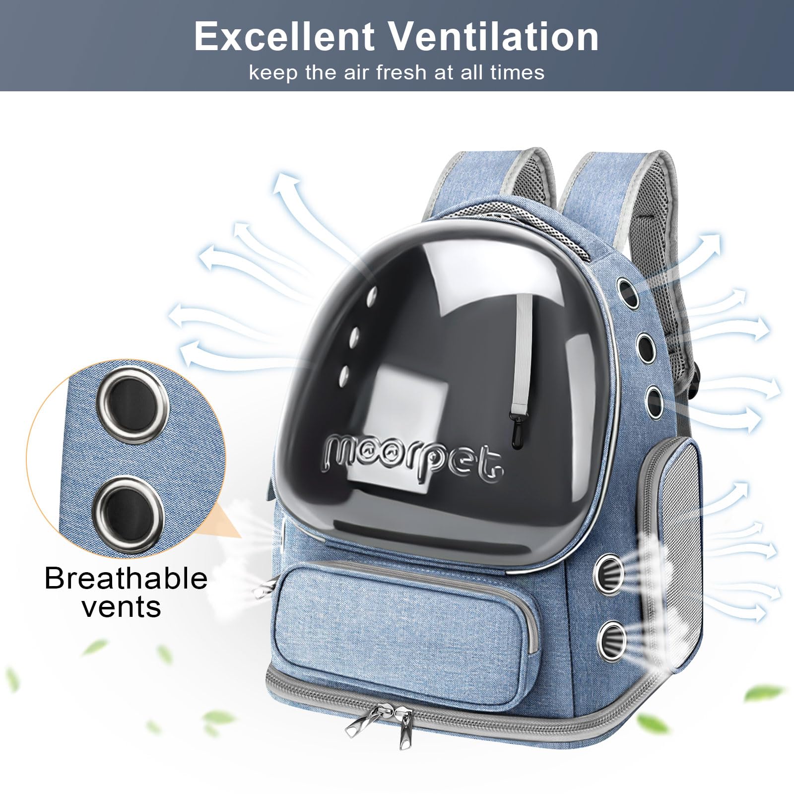 Cat Backpack Carrier, Breathable Cat Bubble Backpack Large Space Cat Carrier Backpack for Kitty Small Dog, Foldable Airline Approved Cat Backpack, Transparent Pet Travel Backpack Up to 20 lbs (Blue)
