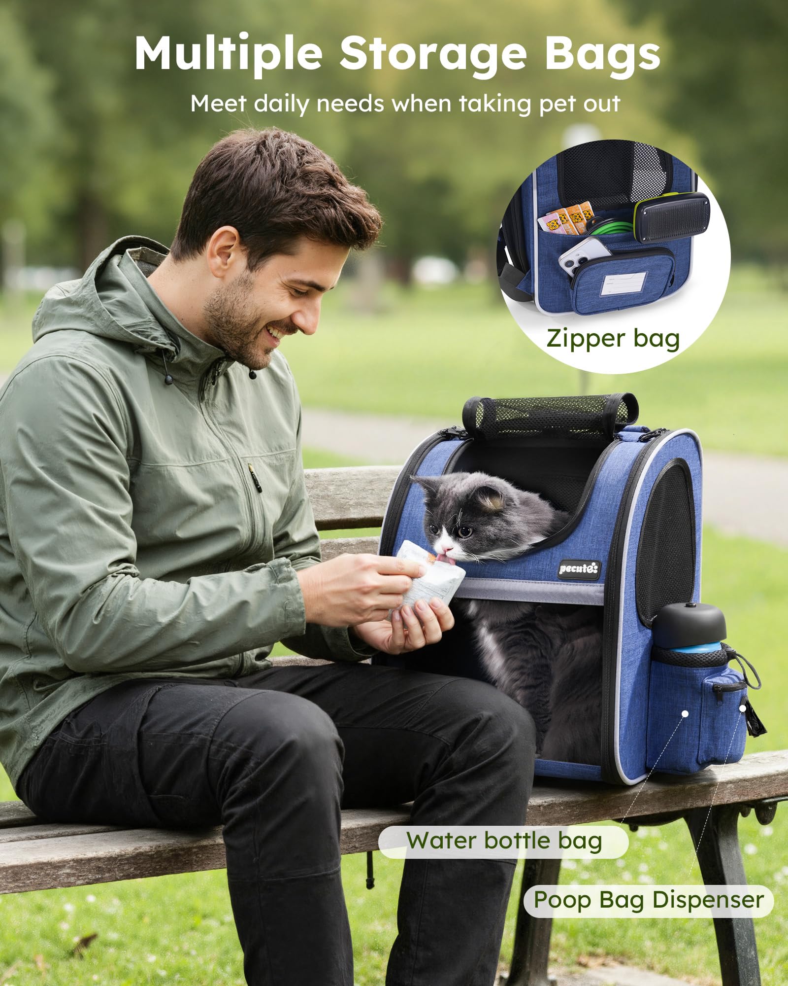 pecute Cat Backpack Visiable, Cat Carrier Expandable with Acrylic Window