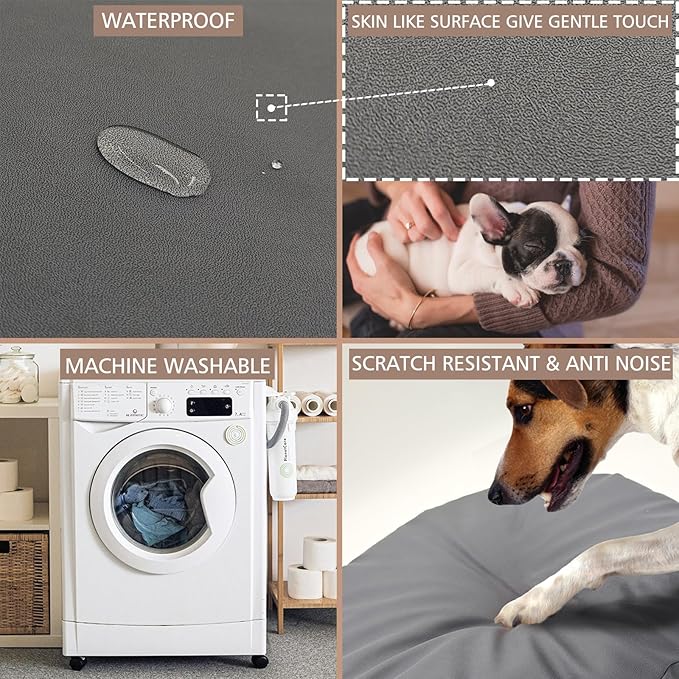 Dog Bed Cover Waterproof Replacement Machine Washable Covers for 44x44 Inch Dog Bed Heavy Duty Scratch Resistant Mattress Protector Pet Bed Round Grey Cover Only