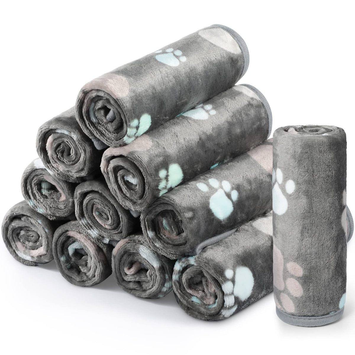 Tegeme 12 Pcs Puppy Blanket for Cat, 41 X 30 Inch Gray