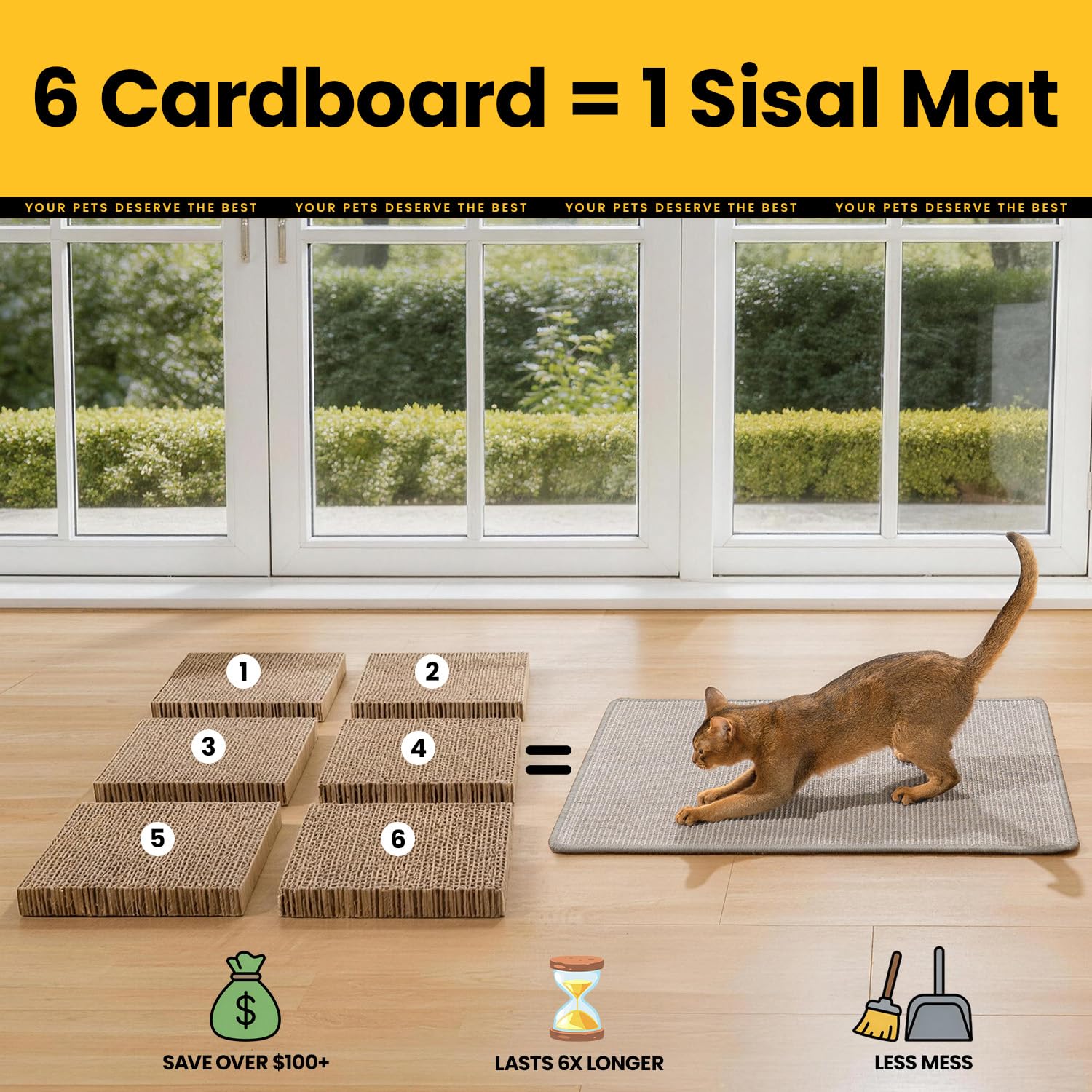 Conlun 2-Pack Cat Scratching Pads, 23.6x31.5in Sisal Wall & Couch Protector