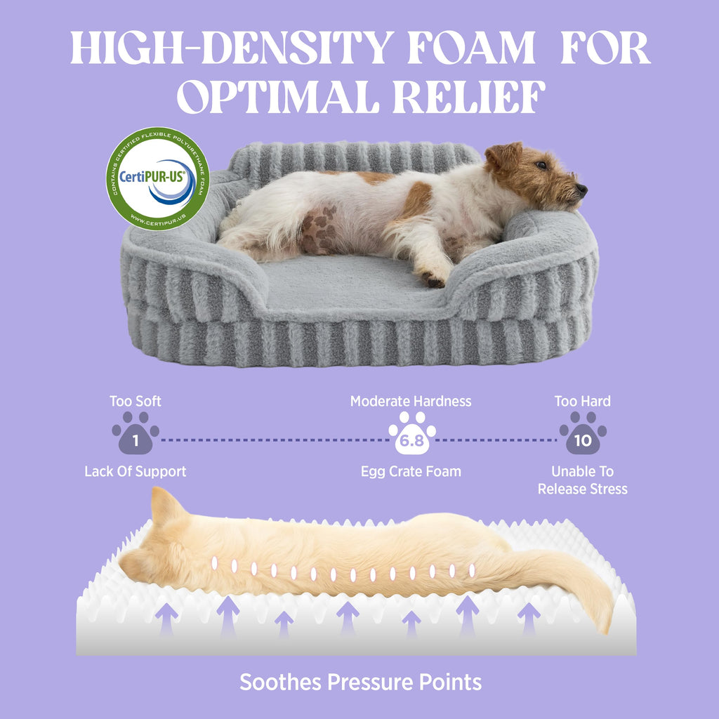 LE SURE Cute Cozy High Back Orthopedic L Plus Dog Bed,38" Grey