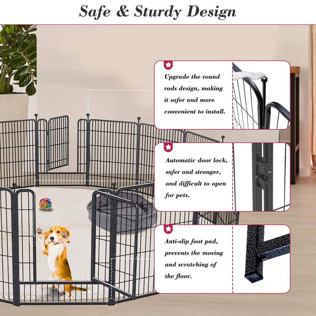 Jhsomdr Dog Playpen 32 inch 30 Panels Indoor Outdoor Dog Pen for Medium/Small Dogs Heavy Duty Metal Dog Fence Outdoor for Yard, Puppy Playpen with Door Portable Pet Fence for RV Camping Yard
