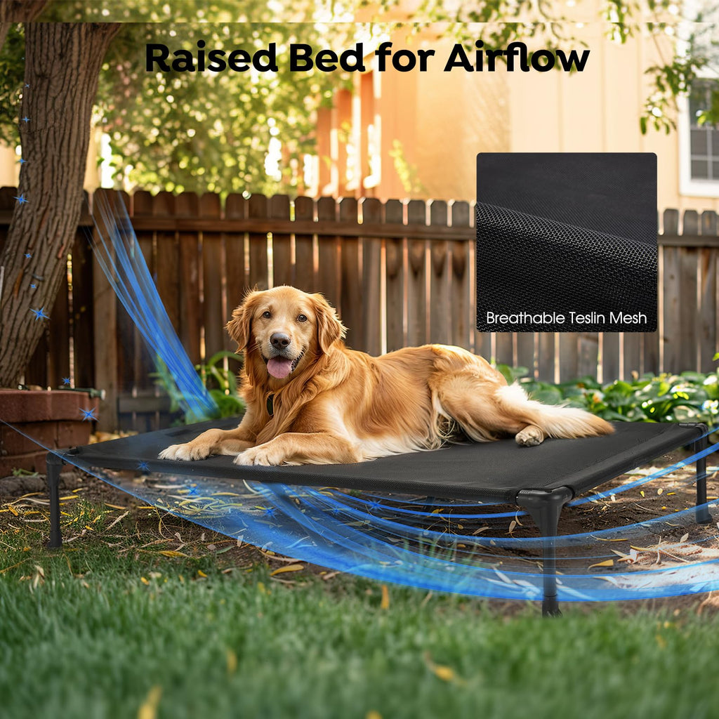 Veehoo Elevated Dog Beds Medium Sized Dog with Fluffy Plush Bolster Cushion