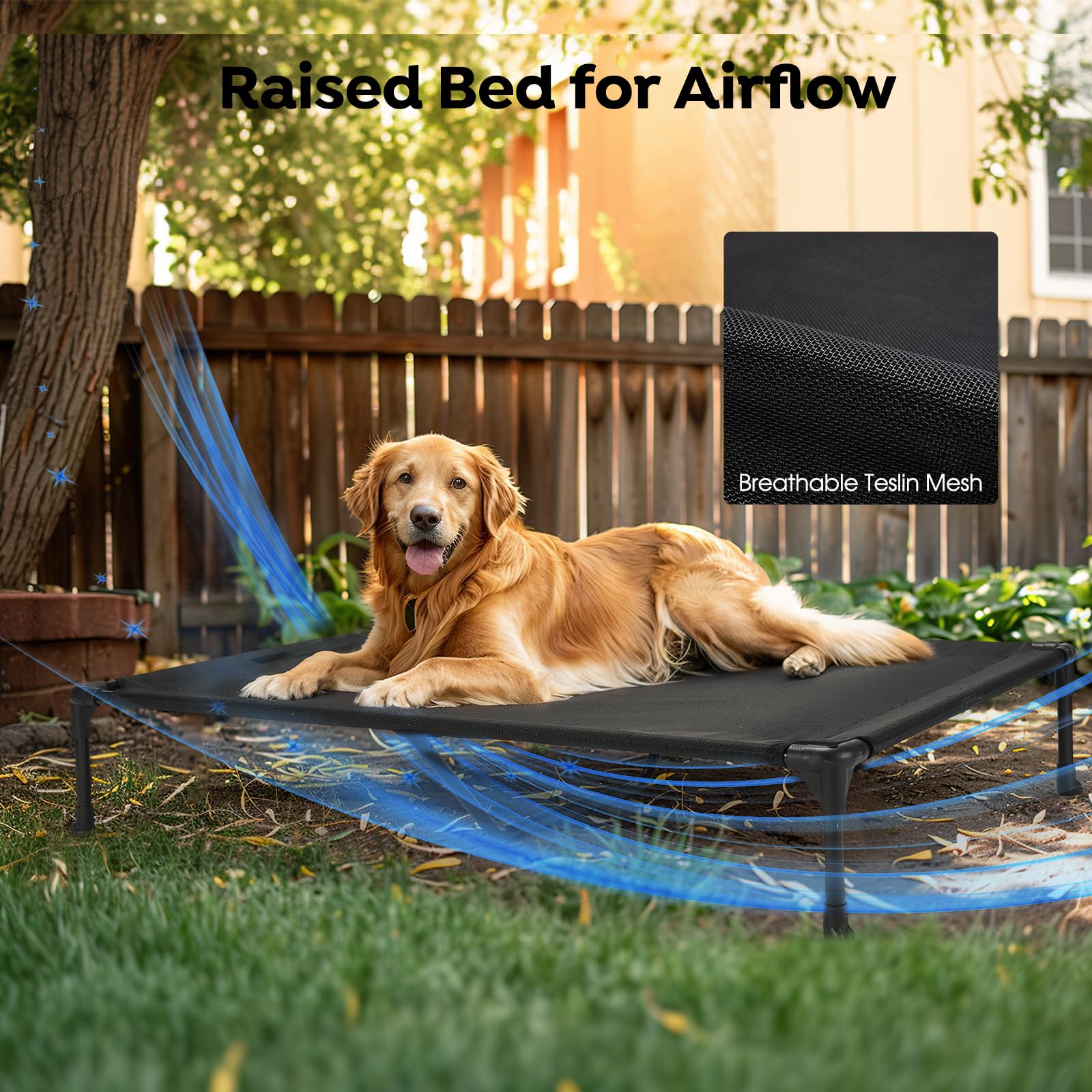 Veehoo Elevated Dog Beds Medium Sized Dog with Fluffy Plush Bolster Cushion