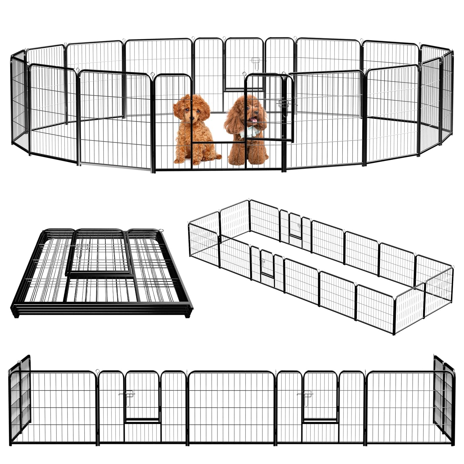 NEWBULIG Dog Playpen Indoor 24 Inch 16 Panels, Metal Outdoor Dog Fence Pen