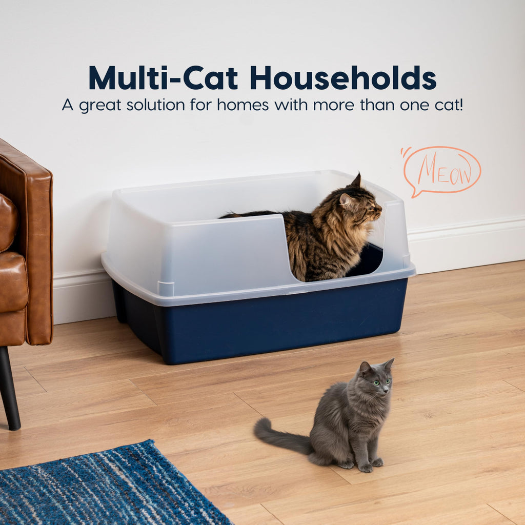 IRIS USA XX-Large Side Entry Cat Litter Box, Navy