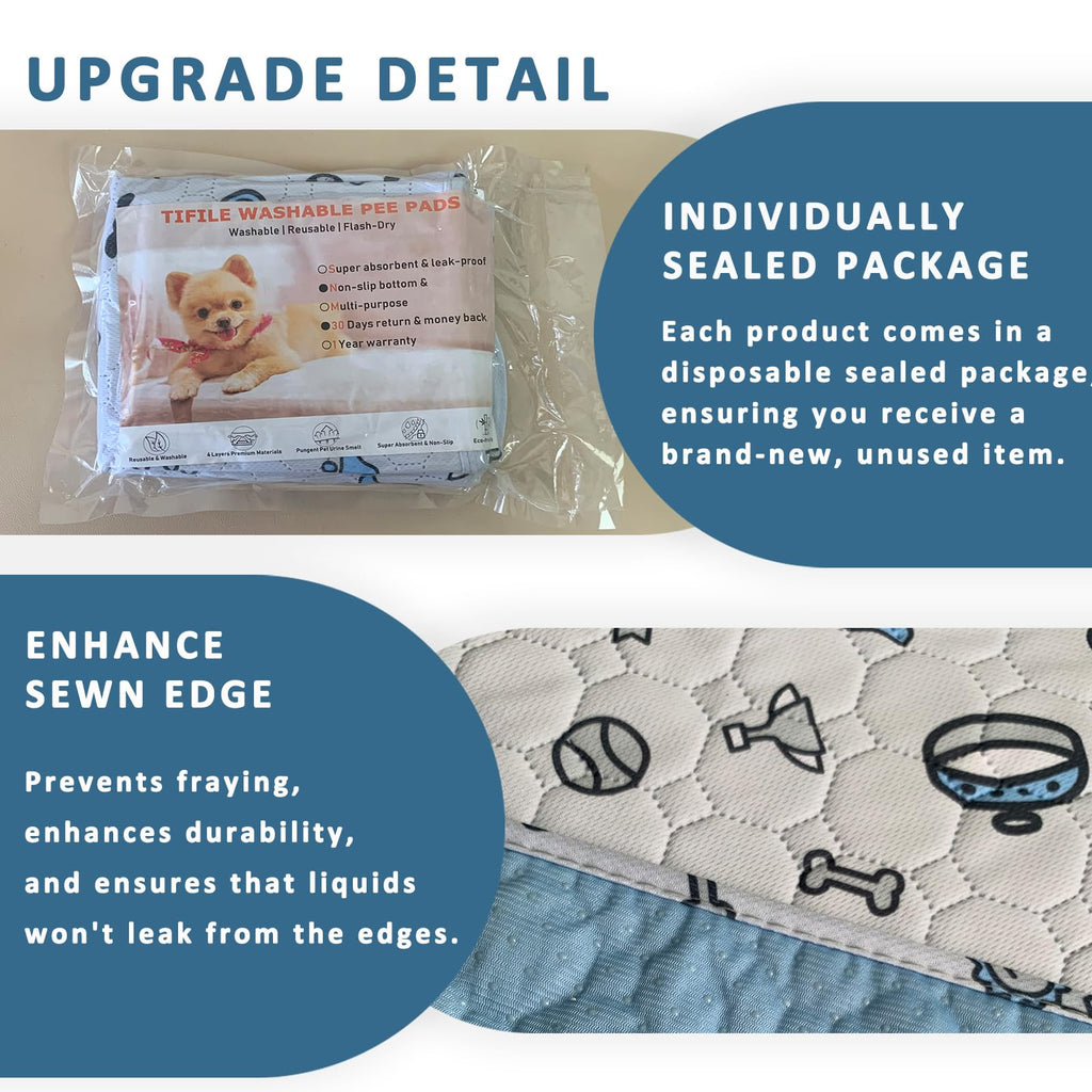 Washable Pee Pads for Dogs, 1 Pack Reusable Puppy Pad, Absorbent Whelping With Bone Print, Non-Slip Waterproof Pet Training for Couch, Crate, Potty Training - 65x48in