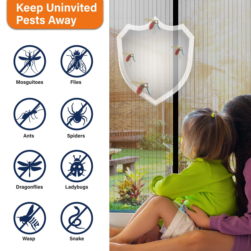 Magnetic Screen Door, Door Screen Magnetic Closure-Keeps Bugs Out Let Breeze in, Heavy Duty Mesh - Pet and Kid Friendly, Works with Front Doors, Sliding Doors Fit Door Size 40 x 96 Inch