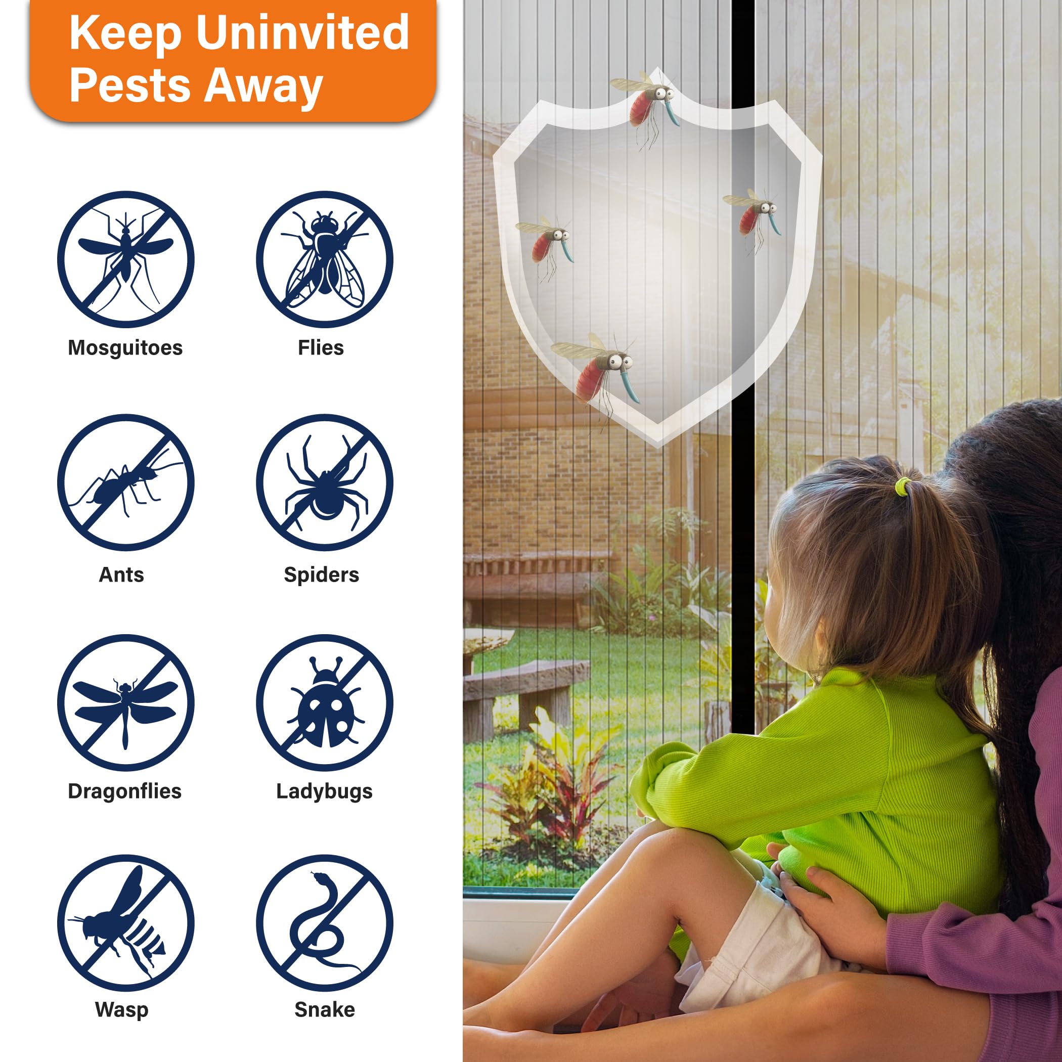 Magnetic Screen Door, Door Screen Magnetic Closure-Keeps Bugs Out Let Breeze in, Heavy Duty Mesh - Pet and Kid Friendly, Works with Front Doors, Sliding Doors Fit Door Size 40 x 96 Inch