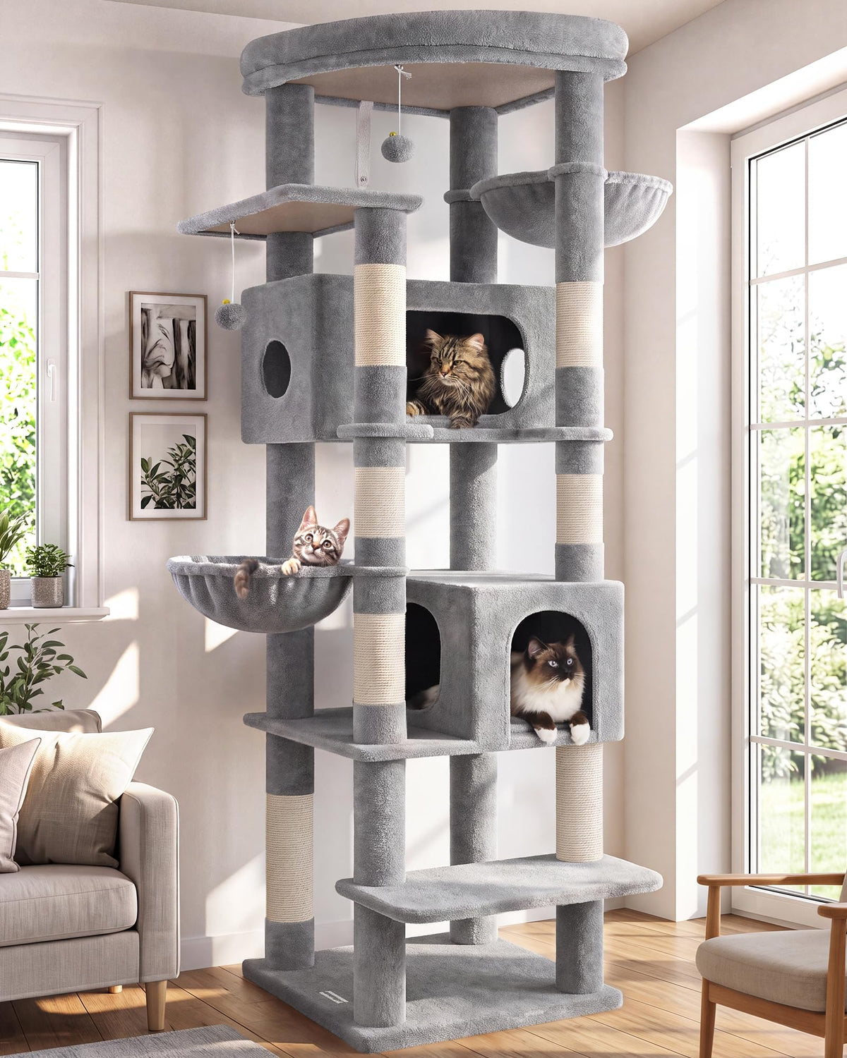 Globlazer 74in Heavy Duty Cat Tree Tower for Indoor Cats Large Adult, S74