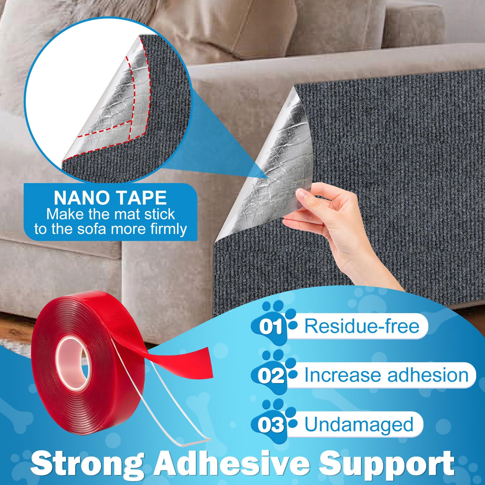 ENONCI 78.7x15.8 Cat Scratch Pad, Furniture Protector for Couch Corners