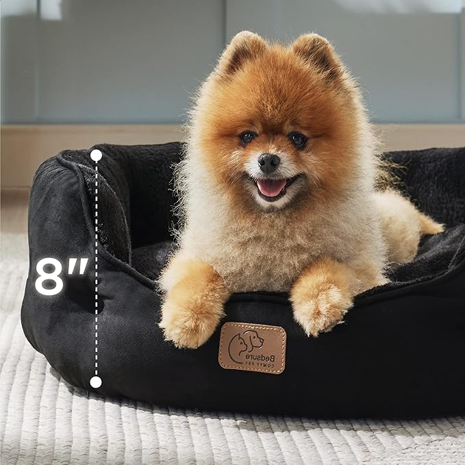 Bedsure Small Dog Bed Washable,Round Cat Beds for Indoor Cats,25in Black