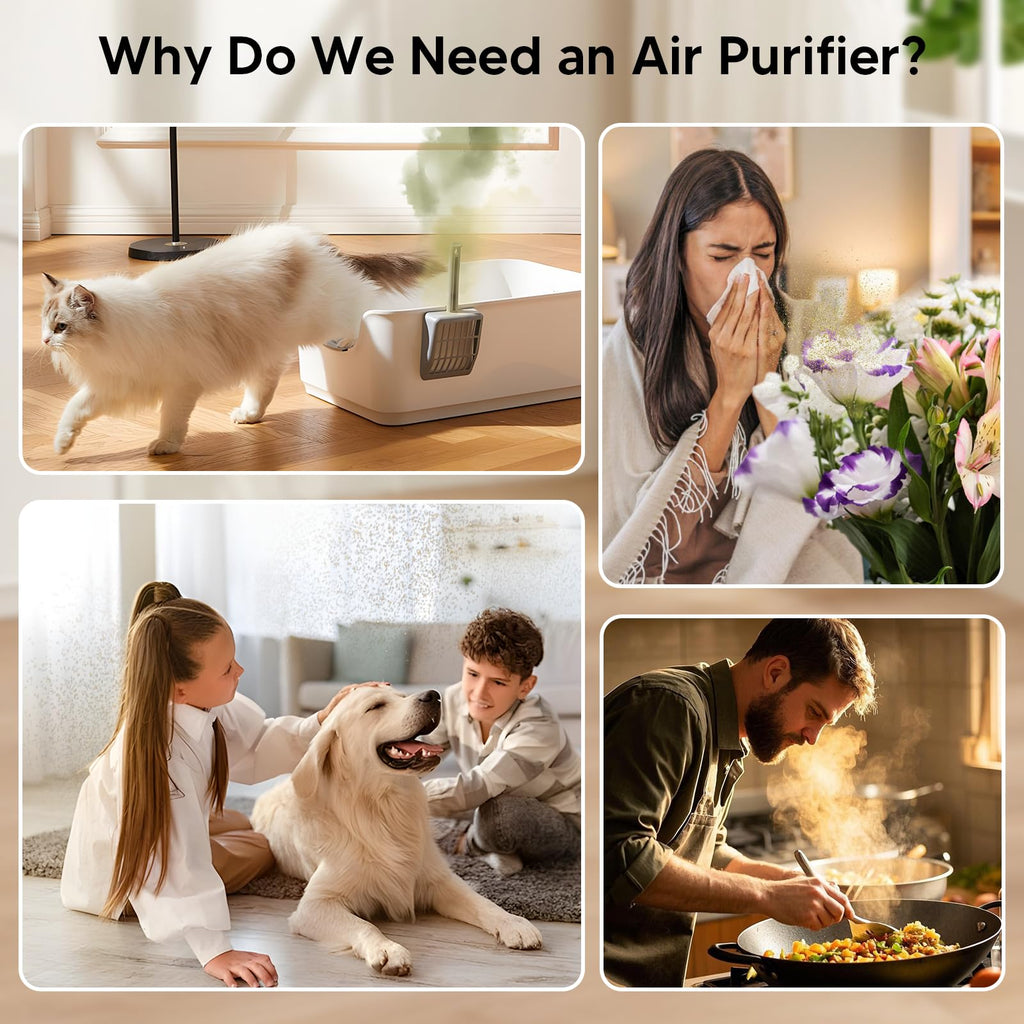 Air Purifiers for Home Bedroom Up to 1250 Ft² - H14 Air Purifier with Aroma & Sleep Mode - 24dB Small Room Air Purifier for Allergies, Smoke, Dust, Pollen, Pet Dander,4000B,Black