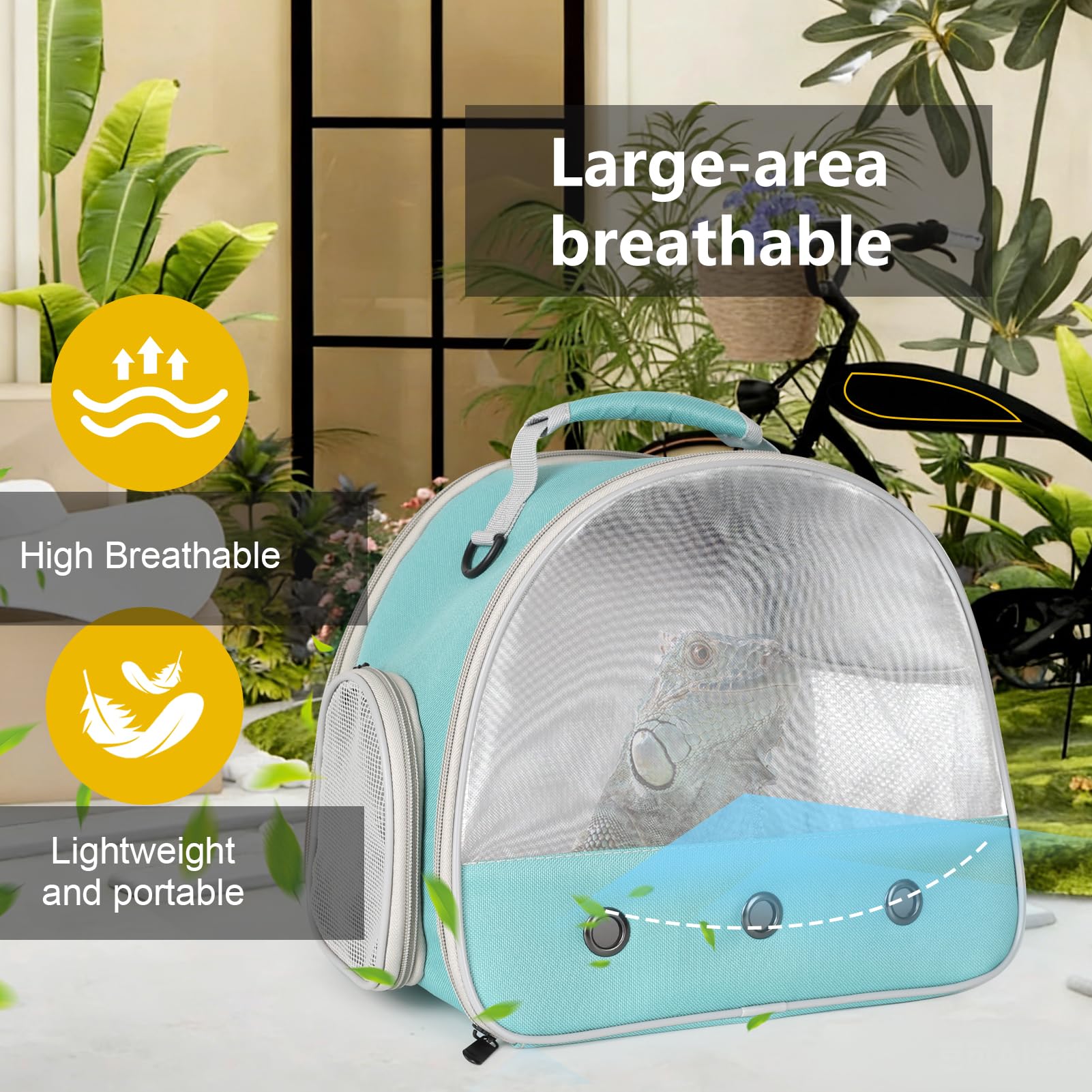 Guinea Pig Carrier,Guinea Pig Carrier for 2,Ventilation Carrier for Bearded Dragon,Reptile Travel Carrier for Lizards Sugar Glider Hedgehog Rat Parrot Birds,Airline Approved Green