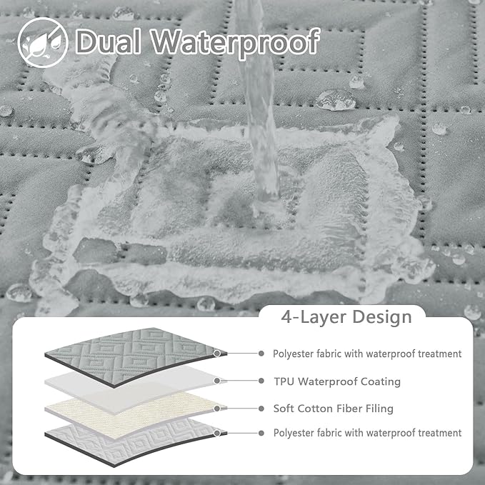hyha Waterproof Dog Blanket, Soft Pet Bed Blankets, Waterproof Sofa Couch Cover for Dogs Washable, Reversible Pet Couch Covers for Sofa Furniture (68x82 Inch, Grey/Light Grey)