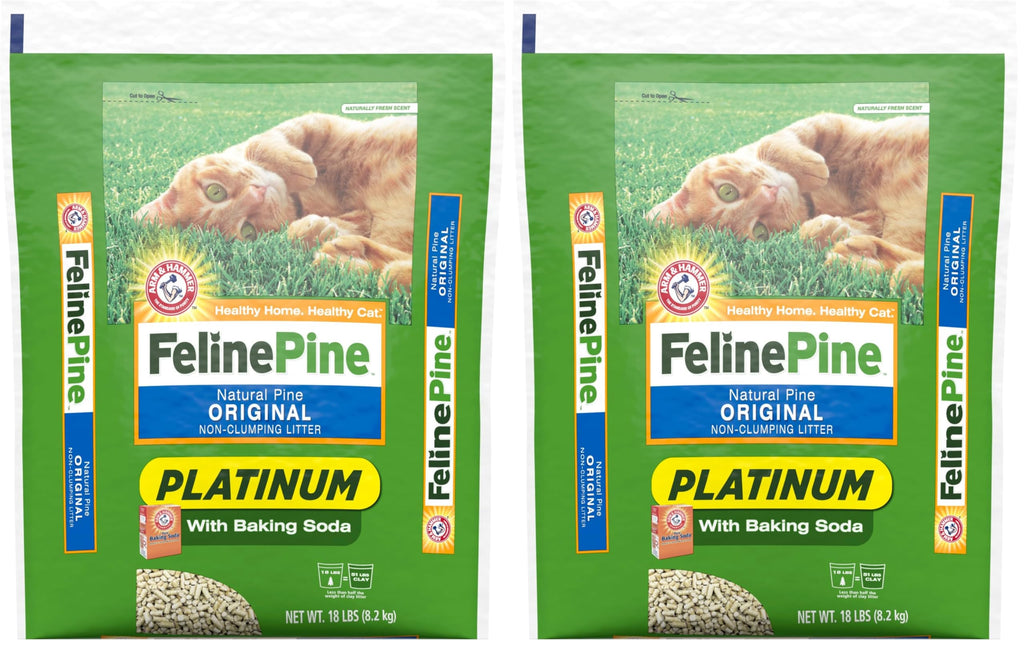 Feline Pine Platinum Non-Clumping Cat Litter, Feline Pine Cat Litter, 18lb (Pack of 2)
