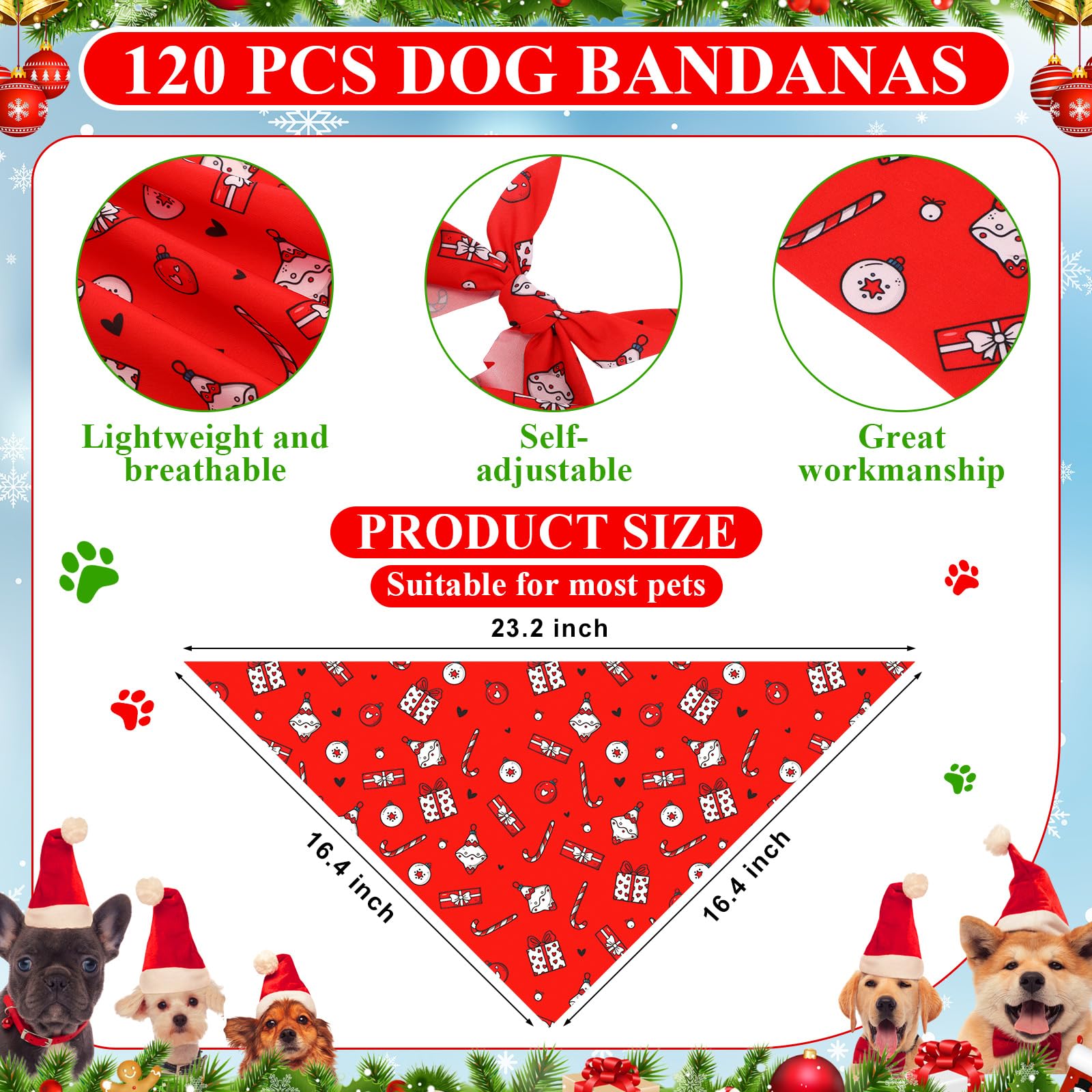 Sanwuta 120 Pcs Christmas Dog Bandanas Bulk Xmas Bandanas for Dogs Triangle Kerchief Bibs Scarf Set for Pet Christmas Costume Photo Props Accessories Pet Shops Grooming, 30 Styles