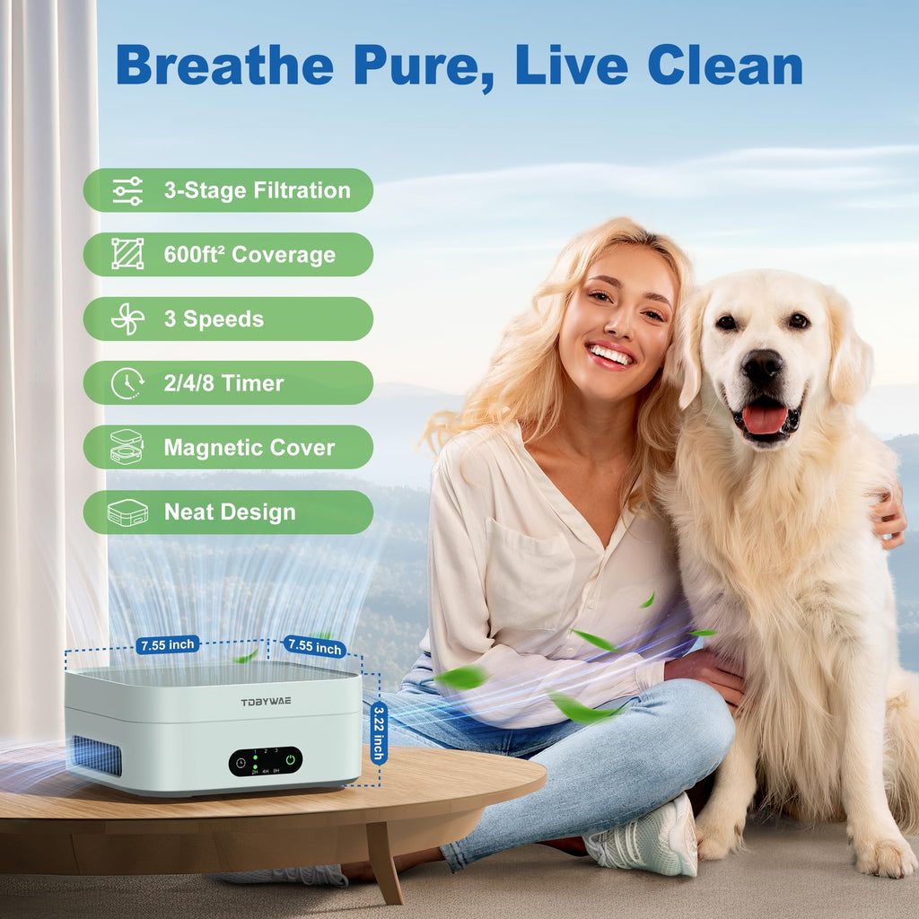 TDBYWAE Air Purifier for Bedroom, H13 True HEPA Filter, Ultra-Quiet