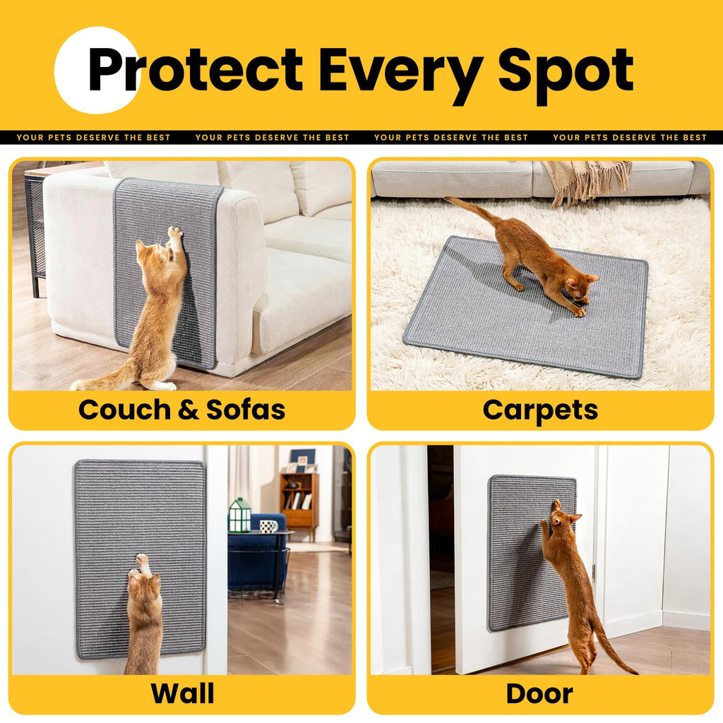 Conlun 2-Pack Cat Scratching Pads, 23.6x31.5in Sisal Wall & Couch Protector