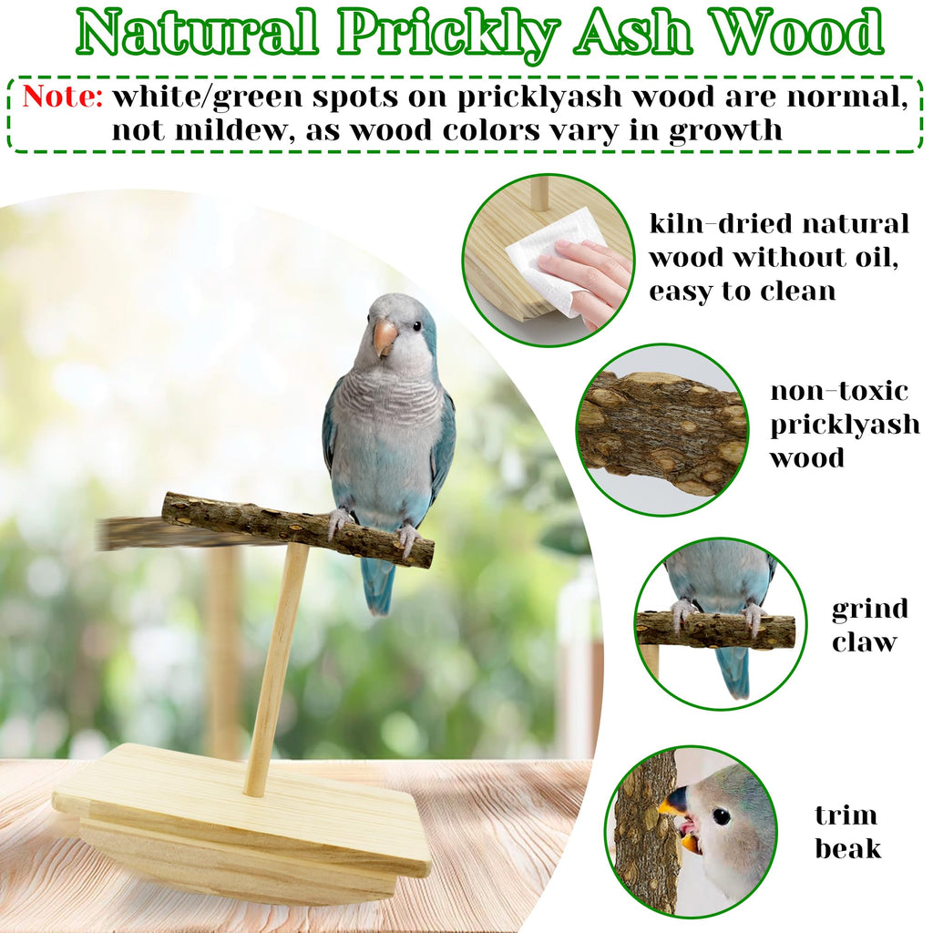 Jevnd Natural Wood Bird Perch Stand Training, Quaker Parrot Toys, Puzzle