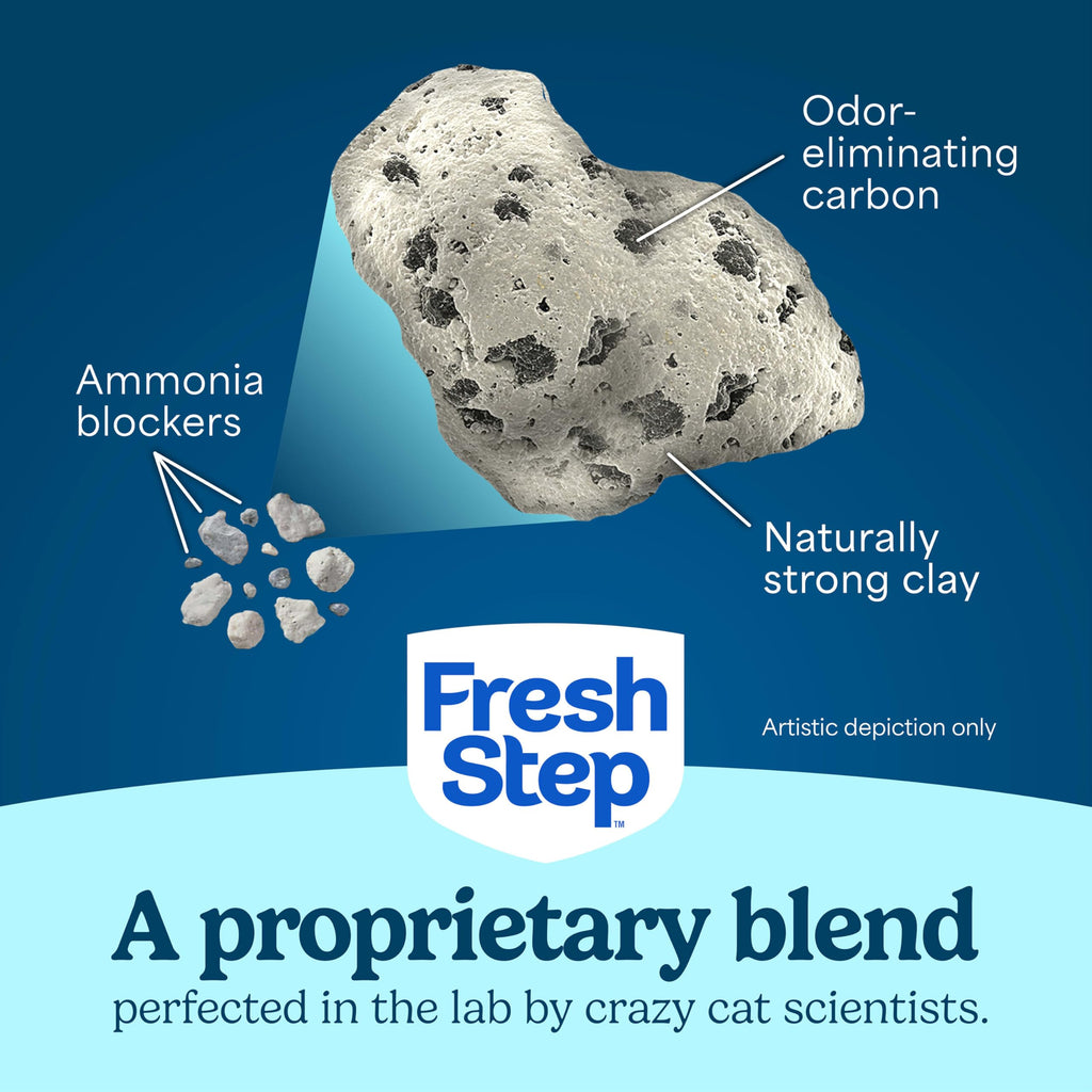 Fresh Step Odor Shield Multi Cat Clumping Cat Litter With Febreze Freshness in Gain Scent, Low Dust, Odor Control with Ammonia Block Tech, Compatible in Automatic Litter Boxes, 14 lb.