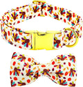 Thanksgiving Dog Collar, Turkey Dogs Collars Bow Tie Pet Collar Adjustable Pet Collars Premium Metal Buckle Autumn Leaf Necklace for X-Small Dogs