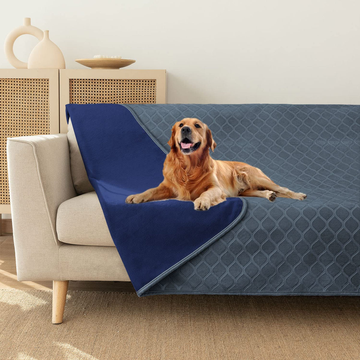 Waterproof Dog Blanket, Soft Reversible Throw for Couch & Bed Protection