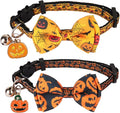ADOGGYGO Halloween Cat Collar Breakaway, Pumpkin Cat Bow Tie Collar