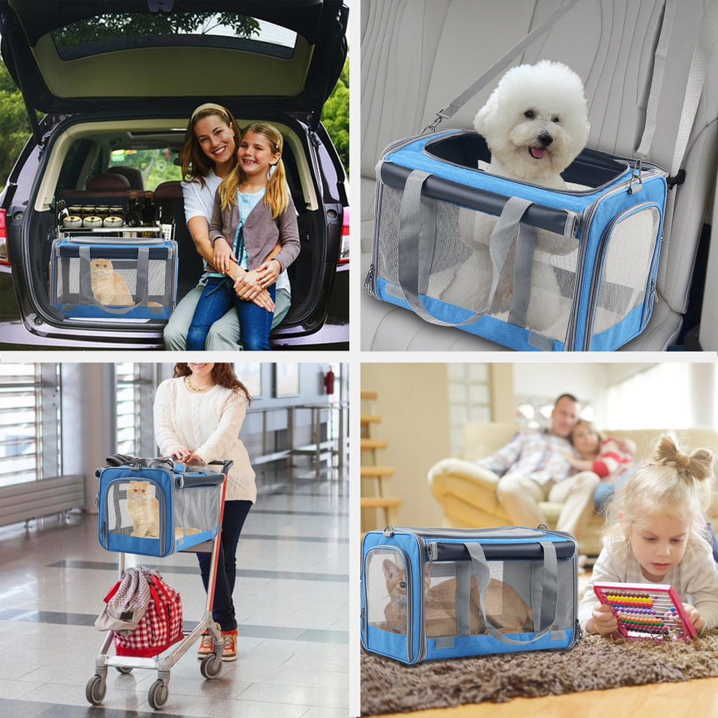 Adkyop Large Cat Carriers Dog Soft Sided Carriers Cat Soft Sided Carriers Airline Approved Kitten Carrier Reptile Carrier Squirrel Carrier Guinea Pig Carrier(Large_Blue)