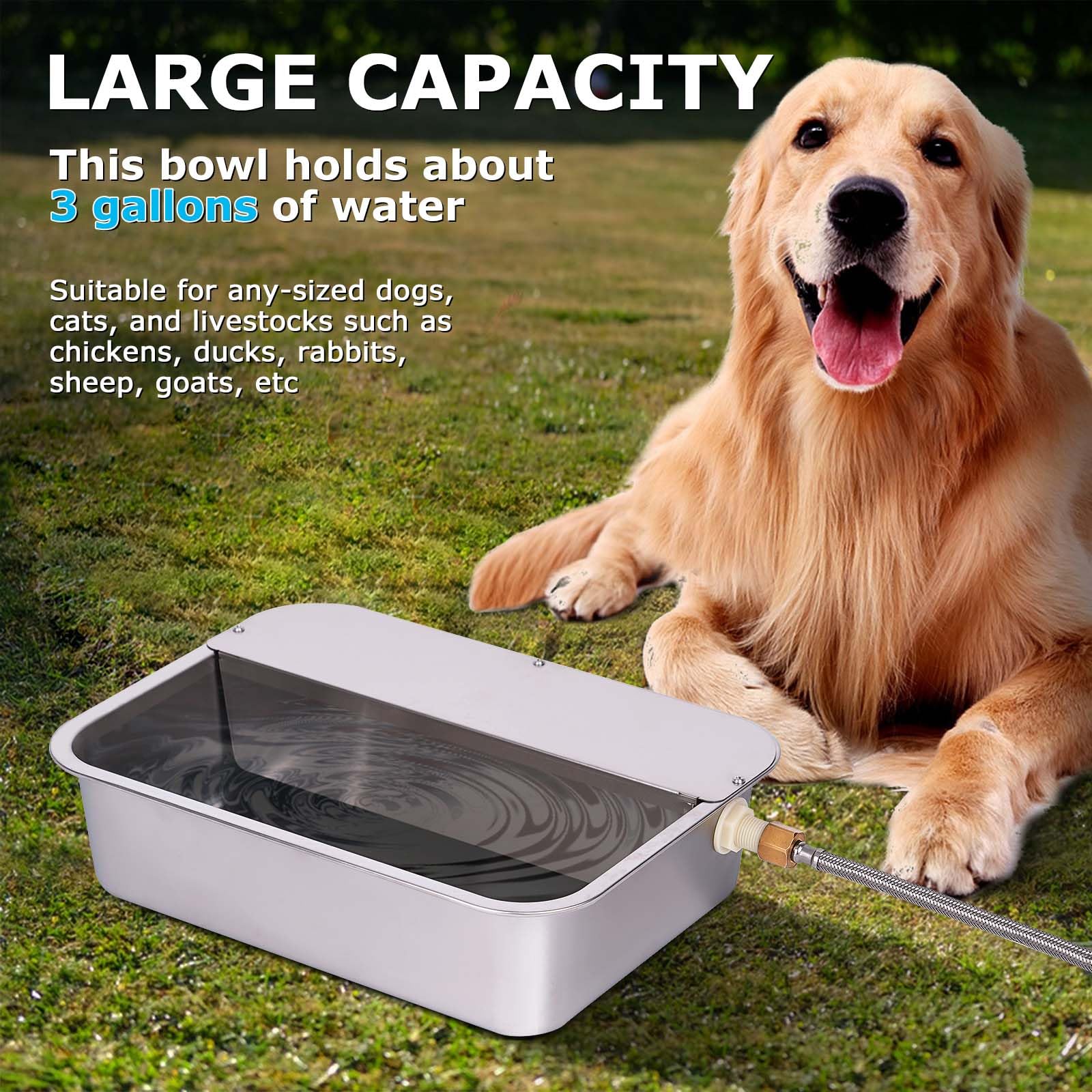 ZHEQOGZH 3 Gallon Automatic Dog Water Bowl Dispenser Outdoor Dog Waterer