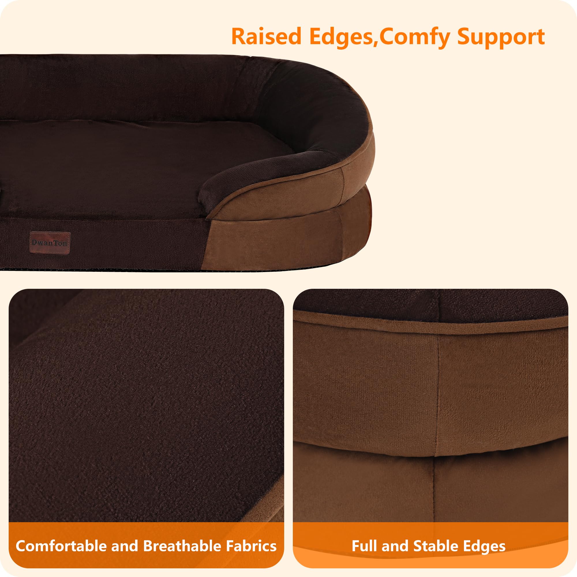 Dwanton Orthopedic Waterproof X-Large Dog Bed Sofa, Gel Memory Foam, 45"