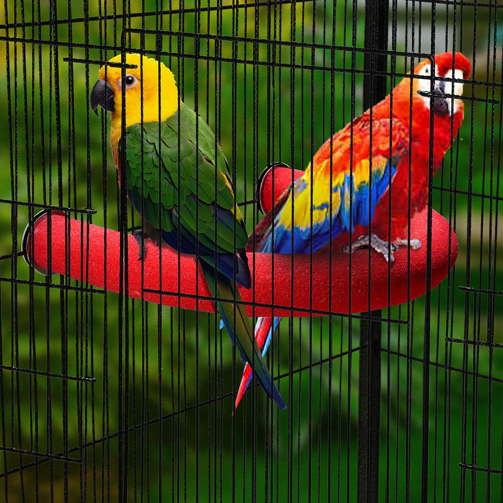 FrgKbTm U Shape Parrot Perch Stand Toy Bird Platform Sand Paw Grinding Clean Stick Exercise Conure Budgie Cockatiel Cage Accessories (Red)