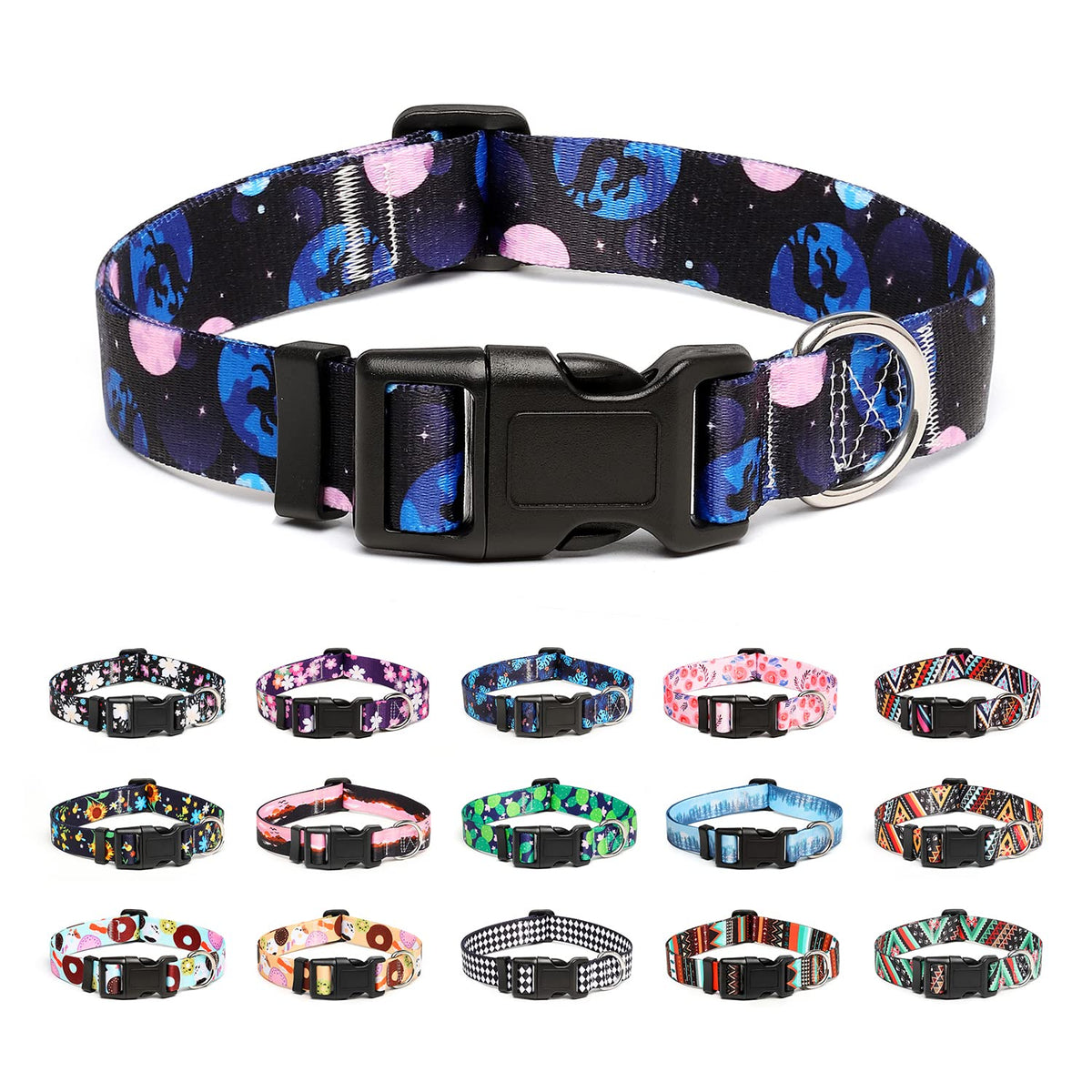 Mercano Adjustable Dog Collar - Special Design Patterns, Soft Nylon Comfortable Durable Pet Collar for Small Medium Large Dogs (M, Ethnic Pink)
