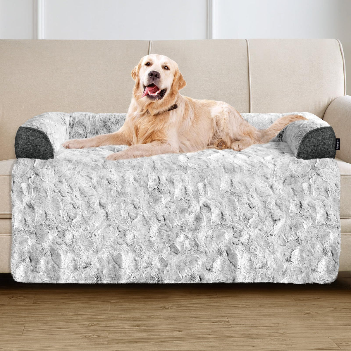 blunique Calming Dog Bed for Couch with Tie-Dye Pattern, 45x37 Inch, Blue