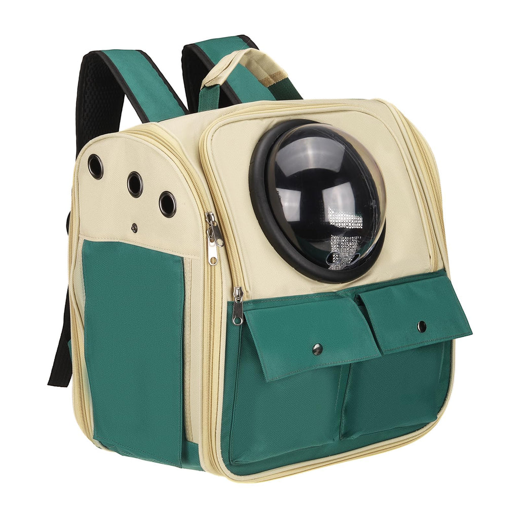 PETAXCELL Pet Backpack Carrier, Portable and Ventilated, Oxford Cloth, Dogs Cats and Small Animals Travel Bag 12.99", (Khaki Green, 1 Pcs), Intended for Hiking/Camping/Traveling