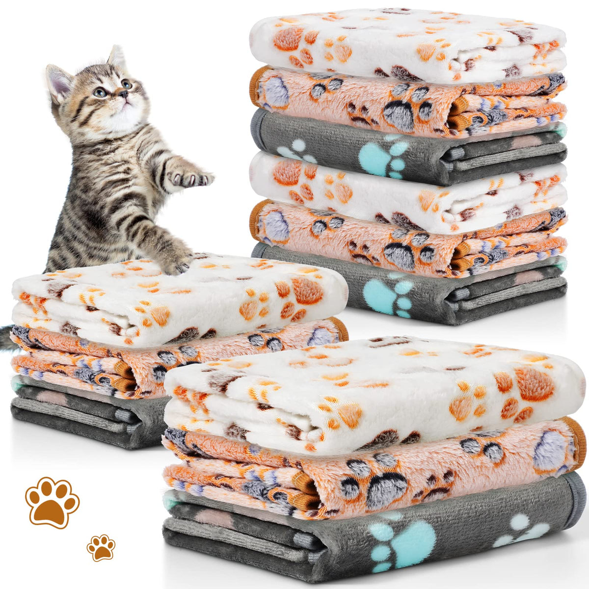 Tegeme 12 Pcs Puppy Blanket for Cat, 41 X 30 Inch Gray