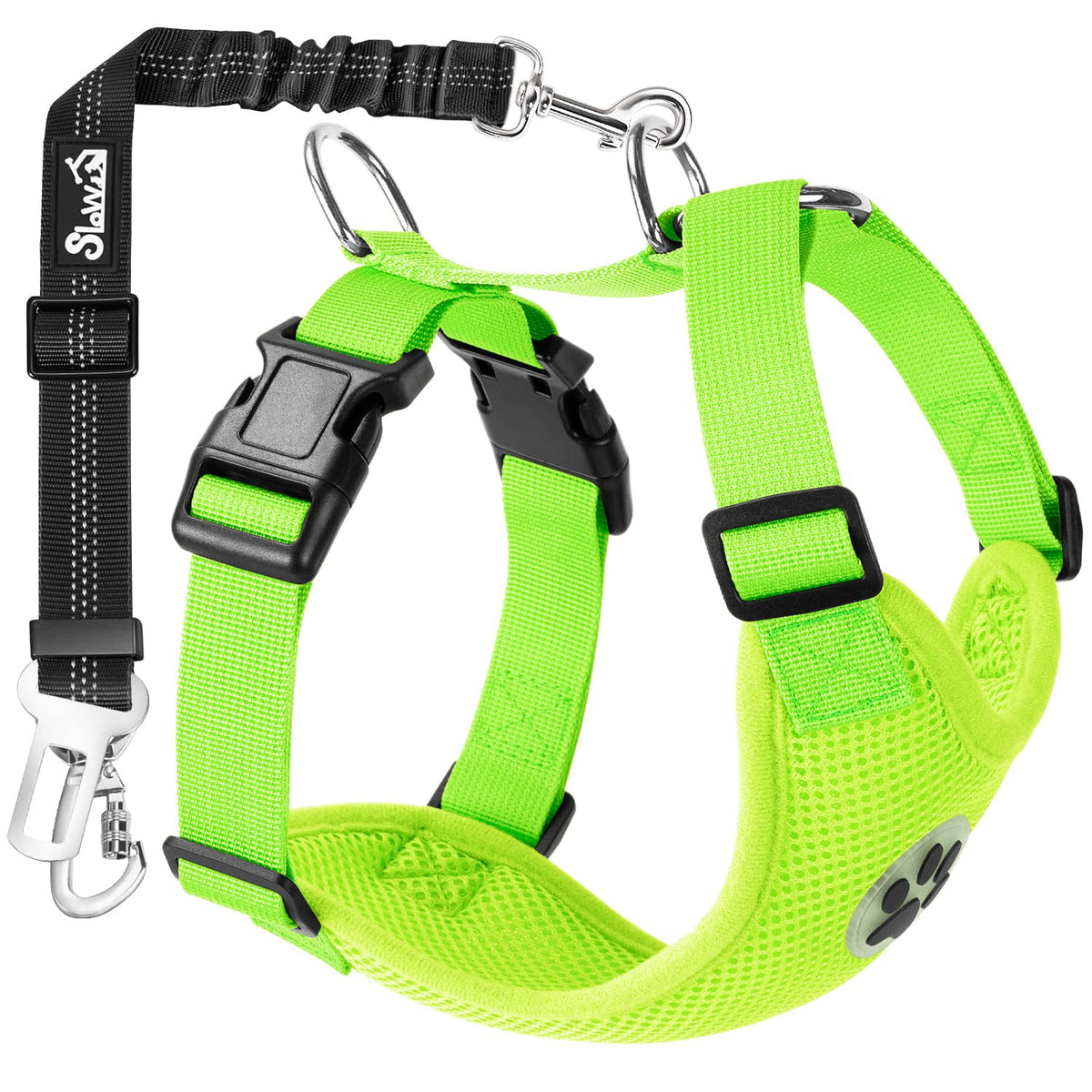 SlowTon Dog Seat Belt and Harness for Car, 2 in 1 Seatbelt Buckle, B M