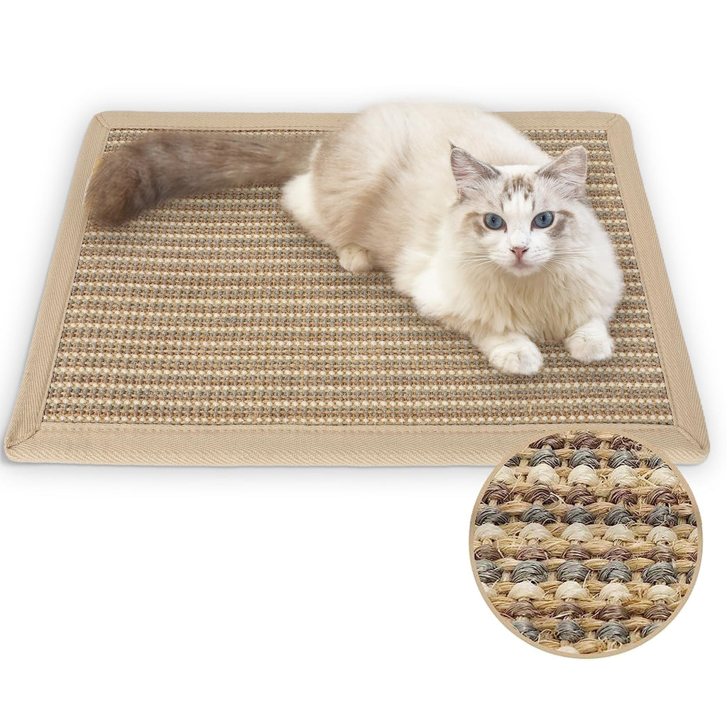 FUKUMARU Cat Scratcher Mat, 23.6 X 15.7 Inch Natural Sisal Cat Scratch Mat