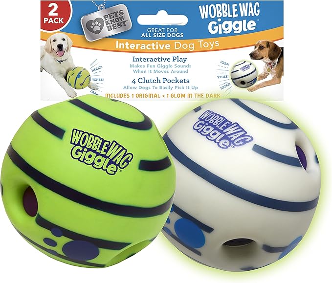 Wobble Wag Giggle Ball Interactive Dog Treat Dispensing Toy, Giggle Sounds Keeps Dogs Busy and Entertained, Pets Know Best