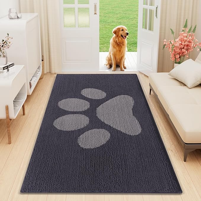 Buganda Dog Door Mat for Muddy Paws 59x35, Absorbent Doormat for Inside